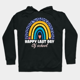 Happy Last Day of School Boho Leopard Rainbow Teachers Gift Hoodie